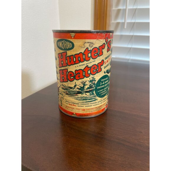 Vintage Kingsford Hunters Heater Smokeless & Odorless Camping Tin Can - Picture 2 of 7